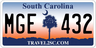 SC license plate MGE432