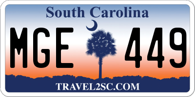 SC license plate MGE449