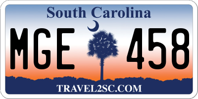 SC license plate MGE458