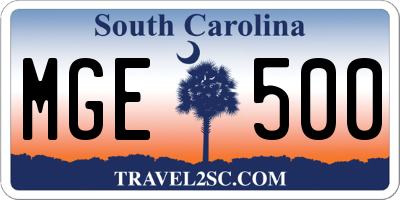 SC license plate MGE500
