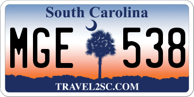 SC license plate MGE538
