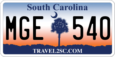 SC license plate MGE540