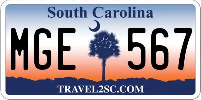 SC license plate MGE567