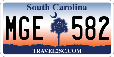 SC license plate MGE582