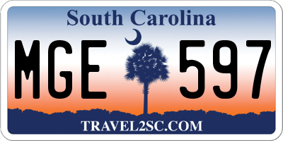 SC license plate MGE597
