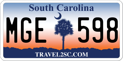 SC license plate MGE598