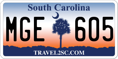 SC license plate MGE605