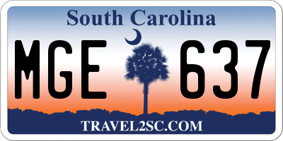 SC license plate MGE637