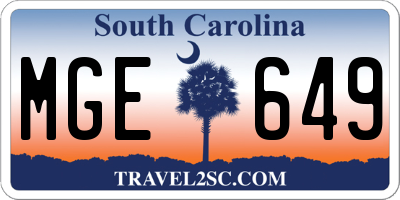 SC license plate MGE649