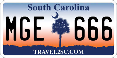 SC license plate MGE666