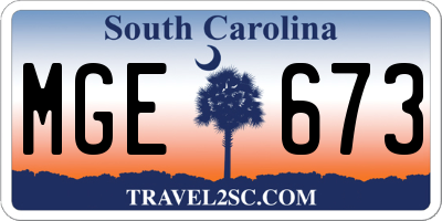 SC license plate MGE673