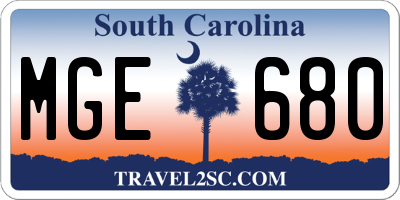 SC license plate MGE680