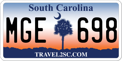 SC license plate MGE698