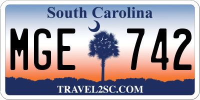 SC license plate MGE742