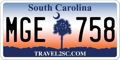 SC license plate MGE758