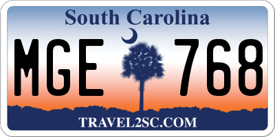 SC license plate MGE768
