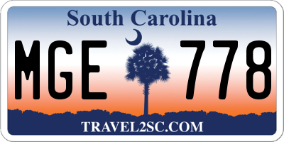 SC license plate MGE778