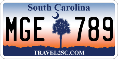 SC license plate MGE789