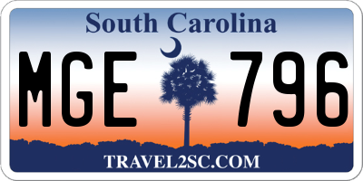 SC license plate MGE796