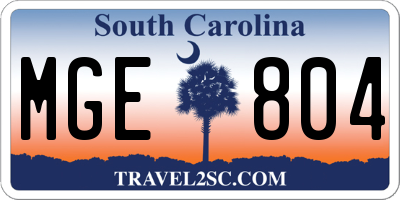 SC license plate MGE804