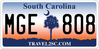 SC license plate MGE808