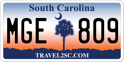 SC license plate MGE809