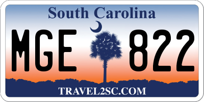 SC license plate MGE822