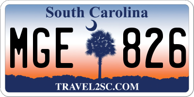 SC license plate MGE826