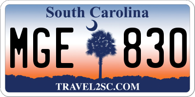 SC license plate MGE830