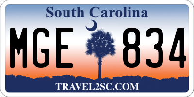 SC license plate MGE834
