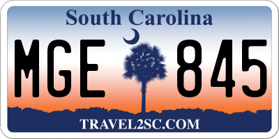 SC license plate MGE845