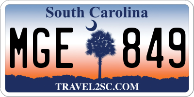 SC license plate MGE849