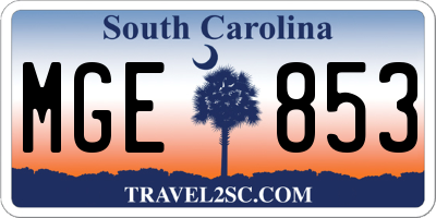 SC license plate MGE853