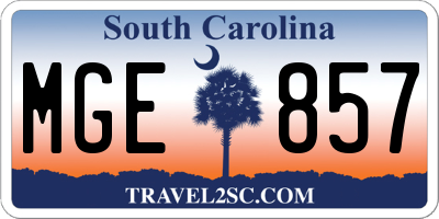 SC license plate MGE857