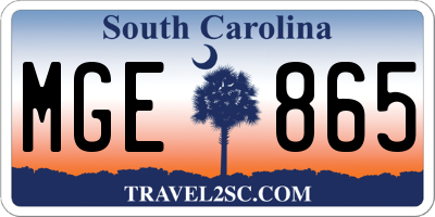 SC license plate MGE865