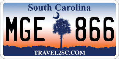 SC license plate MGE866
