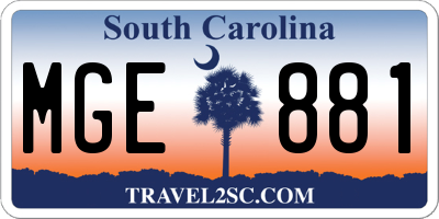SC license plate MGE881