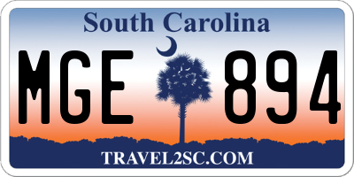 SC license plate MGE894