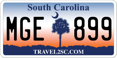 SC license plate MGE899