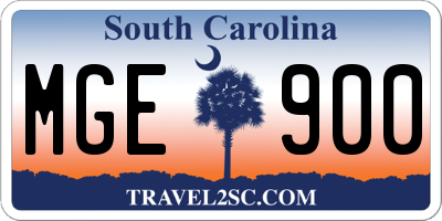 SC license plate MGE900