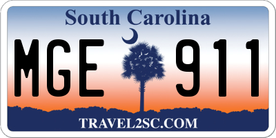 SC license plate MGE911
