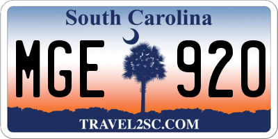 SC license plate MGE920