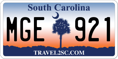 SC license plate MGE921