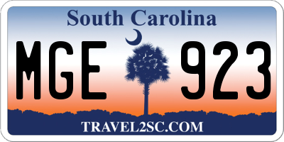SC license plate MGE923