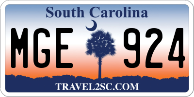SC license plate MGE924