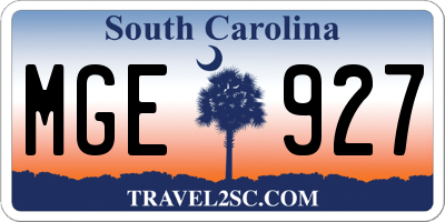 SC license plate MGE927