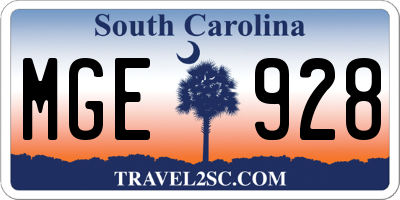 SC license plate MGE928