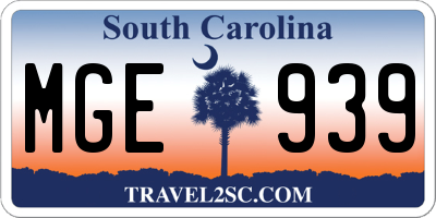 SC license plate MGE939