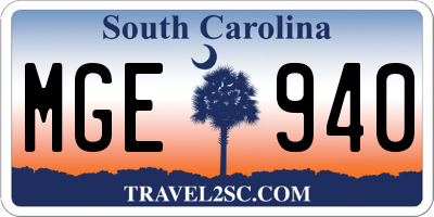 SC license plate MGE940