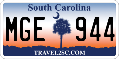 SC license plate MGE944